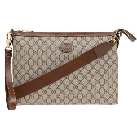 $2050 NEW GUCCI GG ZIP CROSSBODY WRISTLET LARGE BAG UNISEX AUTHENTIC! - Picture 1 of 14